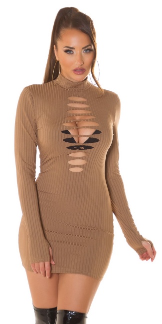 Minidress with cut outs Brown